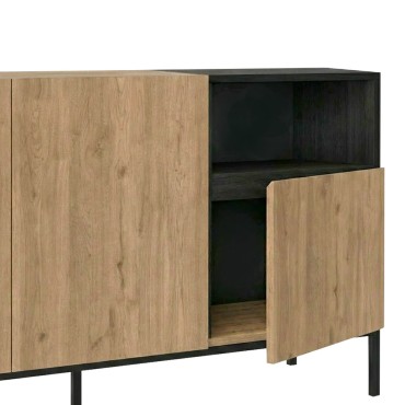 Μπουφές Cailin Megapap χρώμα sepet oak - black wood 140x41,8x80cm 1 τεμ.
