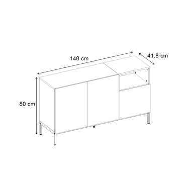 Μπουφές Cailin Megapap χρώμα sepet oak - black wood 140x41,8x80cm 1 τεμ.