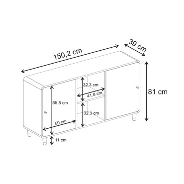 Μπουφές Doro Megapap χρώμα sepet oak 150,2x39x81cm 1 τεμ.
