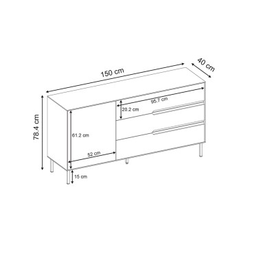 Μπουφές Arch Megapap χρώμα sandstone 150x40x78,4cm 1 τεμ.
