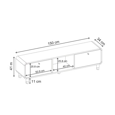 Έπιπλο τηλεόρασης Doro Megapap χρώμα sepet oak 150x34x41cm 1 τεμ.