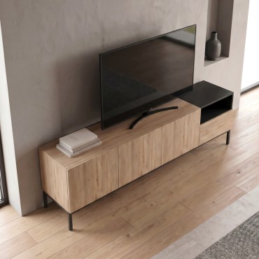 Έπιπλο τηλεόρασης Cailin Megapap χρώμα sepet oak - black wood 180x41,8x55cm 1 τεμ.