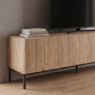 Έπιπλο τηλεόρασης Cailin Megapap χρώμα sepet oak - black wood 180x41,8x55cm 1 τεμ.