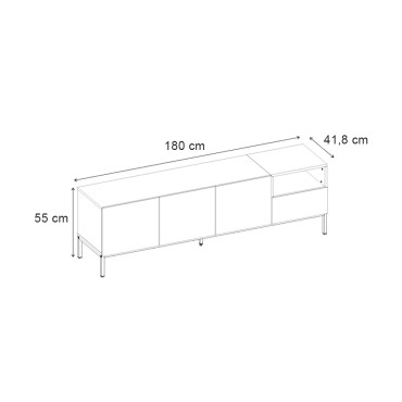 Έπιπλο τηλεόρασης Cailin Megapap χρώμα sepet oak - black wood 180x41,8x55cm 1 τεμ.