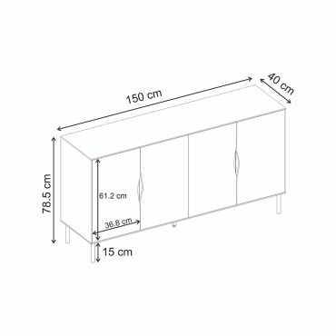 Μπουφές Marquise Megapap χρώμα sandstone 150x40x78,5cm 1 τεμ.
