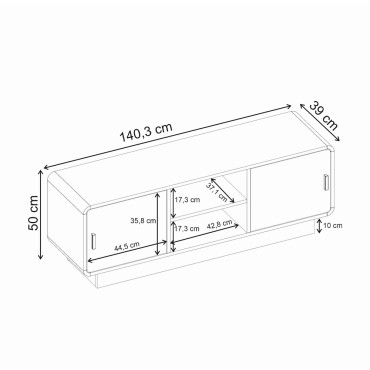 Έπιπλο τηλεόρασης Rovel Megapap χρώμα sepet oak 140,3x39x50cm 1 τεμ.
