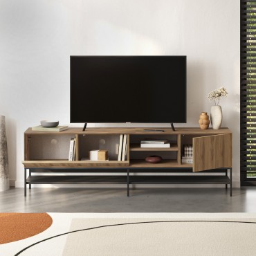 Έπιπλο τηλεόρασης Amira Megapap χρώμα καρυδί Ud - black wood 180x35x55cm 1 τεμ.