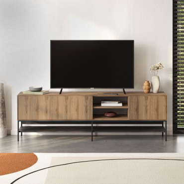 Έπιπλο τηλεόρασης Amira Megapap χρώμα καρυδί Ud - black wood 180x35x55cm 1 τεμ.