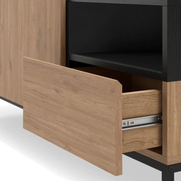 Έπιπλο τηλεόρασης Cailin Megapap χρώμα sepet oak - black wood 140x41,8x55cm 1 τεμ.
