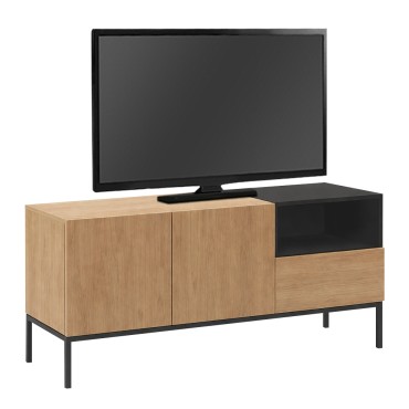 Έπιπλο τηλεόρασης Cailin Megapap χρώμα sepet oak - black wood 140x41,8x55cm 1 τεμ.