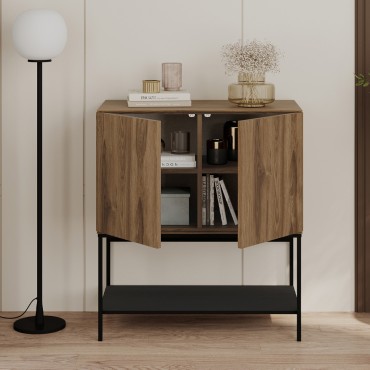 Μπουφές Amira Megapap χρώμα καρυδί Ud - black wood 80x40x90cm 1 τεμ.