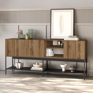 Μπουφές Amira Megapap χρώμα καρυδί Ud - black wood 180x40x80cm 1 τεμ.