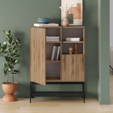 Μπουφές Amira Megapap χρώμα καρυδί Ud - black wood 90x40x125cm 1 τεμ.