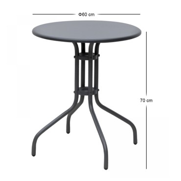 Τραπέζι κήπου Palermo Megapap μεταλλικό χρώμα ανθρακί 60x70cm 1 τεμ.