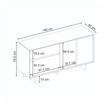 Μπουφές Capri Megapap χρώμα sapphire oak 146x45x76,5cm 1 τεμ.