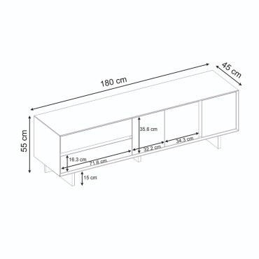 Έπιπλο τηλεόρασης Capri Megapap χρώμα sapphire oak 180x45x55cm 1 τεμ.