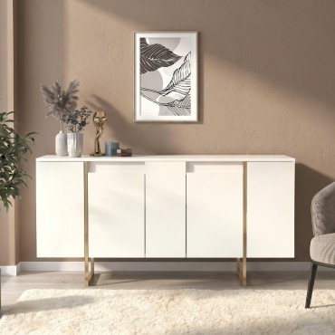 Μπουφές Orontes Megapap χρώμα λευκό - χρυσό 160x35,2x80cm 1 τεμ.