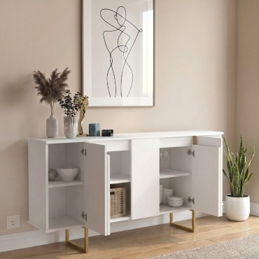 Μπουφές Orontes Megapap χρώμα λευκό - χρυσό 160x35,2x80cm 1 τεμ.