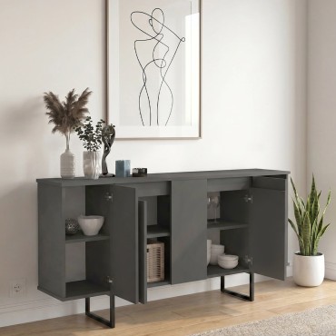 Μπουφές Orontes Megapap χρώμα ανθρακί 160x35,2x80cm 1 τεμ.
