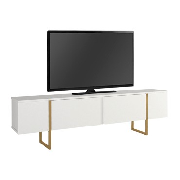 Έπιπλο τηλεόρασης Orontes Megapap χρώμα λευκό - χρυσό 180x29,6x50cm 1 τεμ.