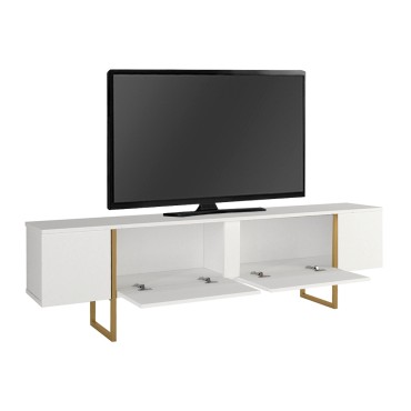 Έπιπλο τηλεόρασης Orontes Megapap χρώμα λευκό - χρυσό 180x29,6x50cm 1 τεμ.