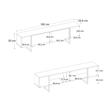 Έπιπλο τηλεόρασης Orontes Megapap χρώμα ανθρακί 180x29,6x50cm 1 τεμ.