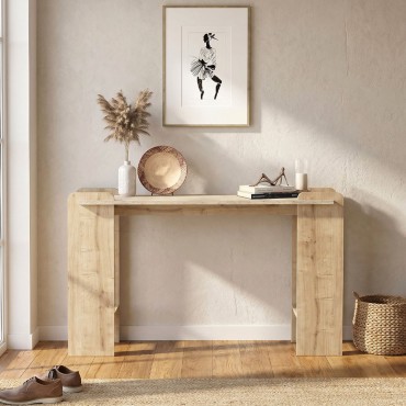 Κονσόλα Mendoza Megapap χρώμα sapphire oak - travertine 130,8x35x76,8cm 1 τεμ.