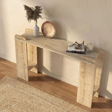 Κονσόλα Mendoza Megapap χρώμα sapphire oak - travertine 130,8x35x76,8cm 1 τεμ.