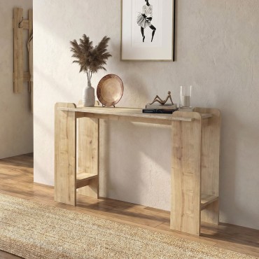 Κονσόλα Mendoza Megapap χρώμα sapphire oak - travertine 130,8x35x76,8cm 1 τεμ.