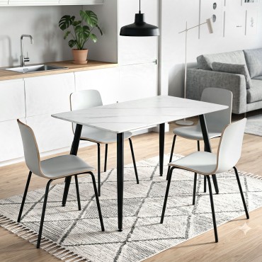 Τραπέζι Enzo Megapap sintered stone - μέταλλο χρώμα λευκό εφέ μαρμάρου - μαύρο 120x70x77cm 1 τεμ.