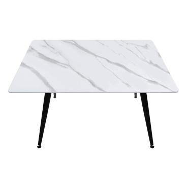 Τραπέζι Enzo Megapap sintered stone - μέταλλο χρώμα λευκό εφέ μαρμάρου - μαύρο 120x70x77cm 1 τεμ.