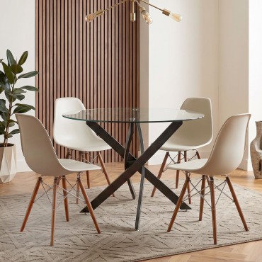 Τραπέζι Aldo Megapap γυαλί - μεταλλικά μαύρα πόδια 100x75,5cm 1 τεμ.