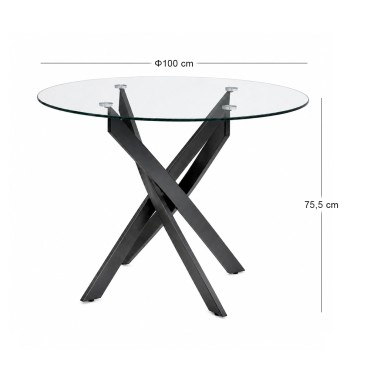Τραπέζι Aldo Megapap γυαλί - μεταλλικά μαύρα πόδια 100x75,5cm 1 τεμ.