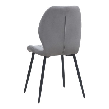 Καρέκλα τραπεζαρίας Valena Megapap elephant grey ύφασμα - μεταλλικό μαύρο πόδι 48x58x87cm 1 τεμ.