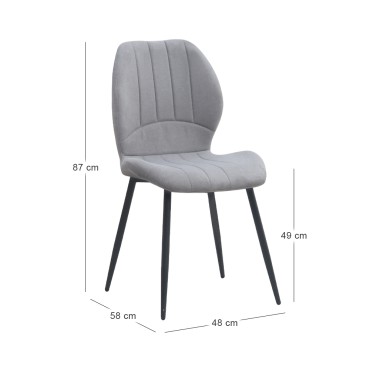 Καρέκλα τραπεζαρίας Valena Megapap elephant grey ύφασμα - μεταλλικό μαύρο πόδι 48x58x87cm 1 τεμ.