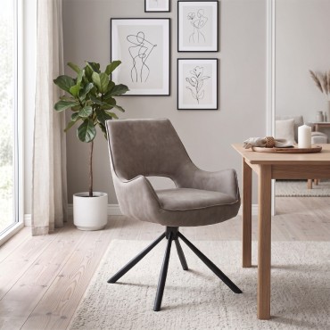 Πολυθρόνα τραπεζαρίας Alessia Megapap περιστρεφόμενη elephant grey ύφασμα - μεταλλικό μαύρο πόδι 58x66x85cm 1 τεμ.