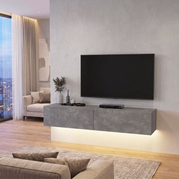 Έπιπλο τηλεόρασης επιτοίχιο Aristo Megapap με LED χρώμα γκρι σκυροδέματος 135x31,6x25cm 1 τεμ.