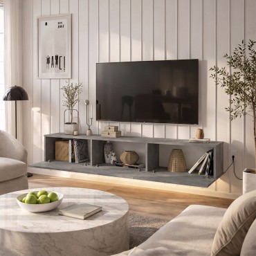 Έπιπλο τηλεόρασης επιτοίχιο Damla Megapap με LED χρώμα γκρι σκυροδέματος 180x29,5x29,5cm 1 τεμ.