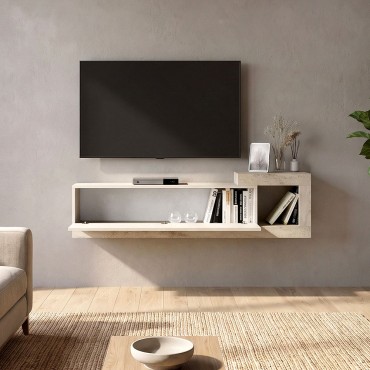 Έπιπλο τηλεόρασης επιτοίχιο Volare Megapap χρώμα sandstone - travertine 150x29,6x38,6cm 1 τεμ.