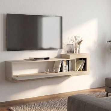 Έπιπλο τηλεόρασης επιτοίχιο Volare Megapap χρώμα sandstone - travertine 150x29,6x38,6cm 1 τεμ.
