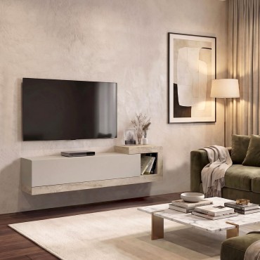 Έπιπλο τηλεόρασης επιτοίχιο Volare Megapap χρώμα sandstone - travertine 150x29,6x38,6cm 1 τεμ.