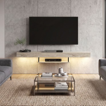 Έπιπλο τηλεόρασης επιτοίχιο Albares Megapap με LED χρώμα travertine 150x29,6x22cm 1 τεμ.