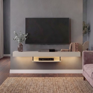 Έπιπλο τηλεόρασης επιτοίχιο Albares Megapap με LED χρώμα sandstone 150x29,6x22cm 1 τεμ.