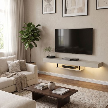 Έπιπλο τηλεόρασης επιτοίχιο Albares Megapap με LED χρώμα sandstone 150x29,6x22cm 1 τεμ.