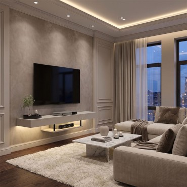 Έπιπλο τηλεόρασης επιτοίχιο Albares Megapap με LED χρώμα sandstone 150x29,6x22cm 1 τεμ.