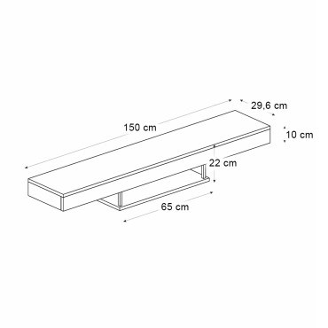 Έπιπλο τηλεόρασης επιτοίχιο Albares Megapap με LED χρώμα sandstone 150x29,6x22cm 1 τεμ.