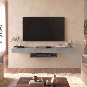 Έπιπλο τηλεόρασης επιτοίχιο Albares Megapap με LED χρώμα γκρι σκυροδέματος 150x29,6x22cm 1 τεμ.
