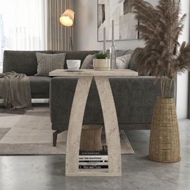 Τραπεζάκι βοηθητικό - Κομοδίνο Deros Megapap χρώμα travertine 45x45x56cm 1 τεμ.
