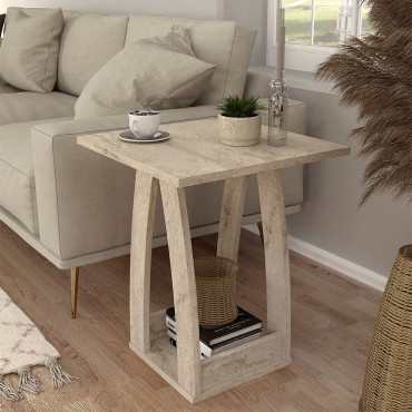 Τραπεζάκι βοηθητικό - Κομοδίνο Deros Megapap χρώμα travertine 45x45x56cm 1 τεμ.