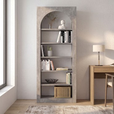 Βιβλιοθήκη Voila Megapap χρώμα γκρι σκυροδέματος 74x35x180cm 1 τεμ.